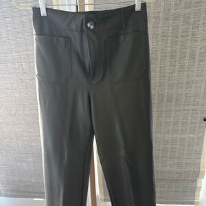 Army Green Leather Pant